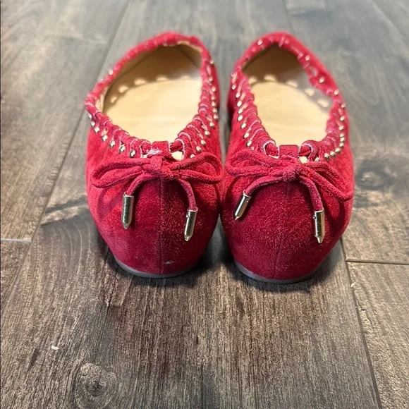 Ivanka Trump Red Suede Flats with Cutout Design - Picture 4 of 7